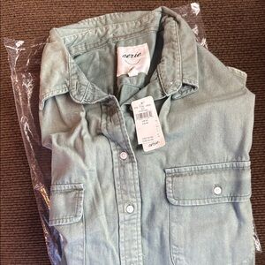 Aerie Green Button-Up Shirt